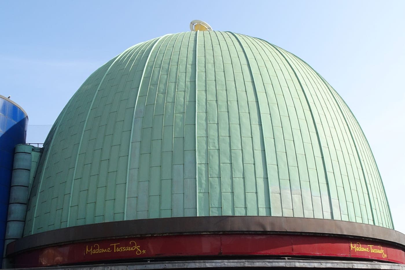 The green copper dome of Madame Tussauds London on Marylebone Road